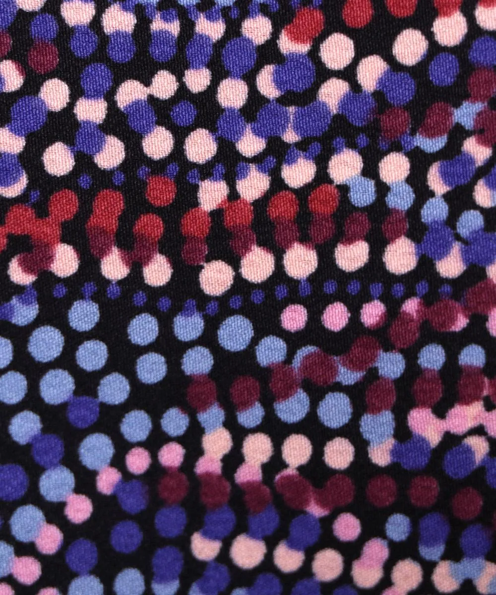 Multicolor Polka Pattern Crepe Fabric