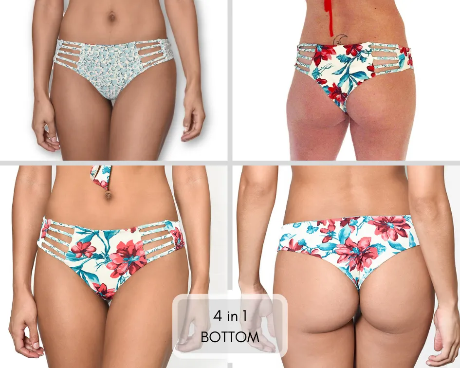 POISON RED Reversible Strapped Bikini Bottom