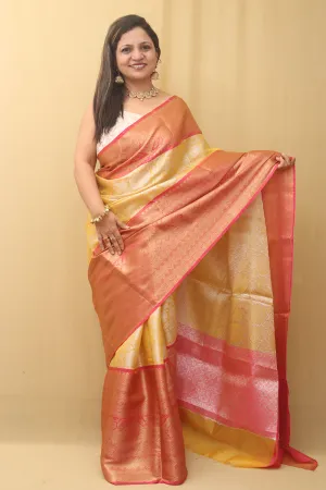 Radiant Yellow Kanjeevaram Silk Saree: A Timeless Elegance