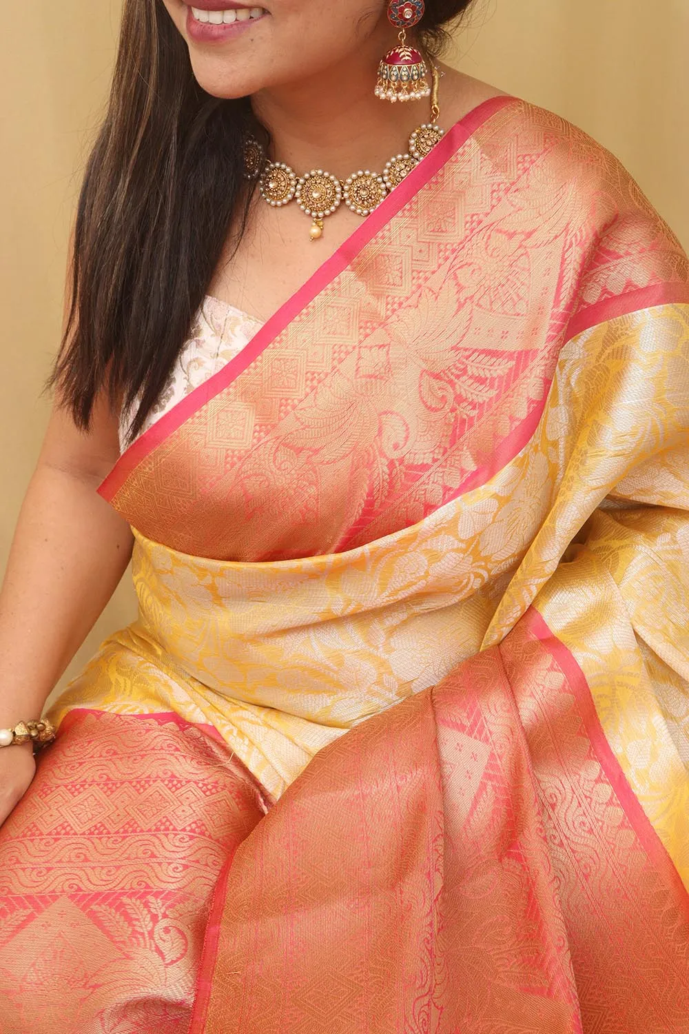 Radiant Yellow Kanjeevaram Silk Saree: A Timeless Elegance