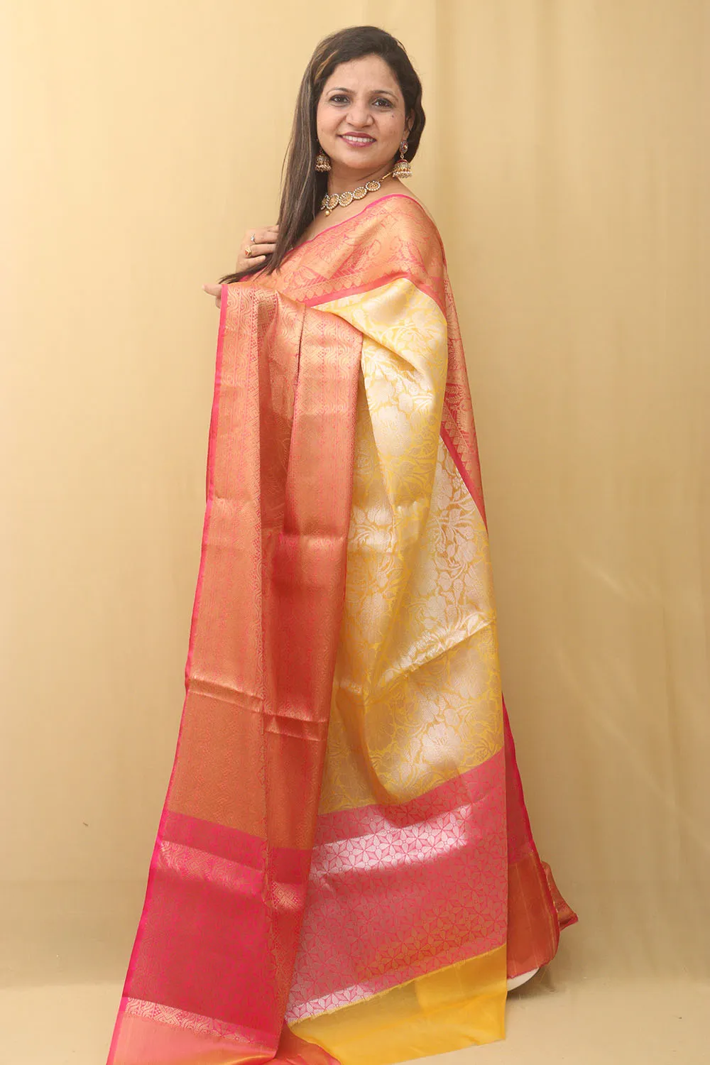 Radiant Yellow Kanjeevaram Silk Saree: A Timeless Elegance