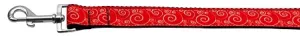 Red And White Swirly Nylon Dog Leash 5-8 Inch Wide 4ft Long