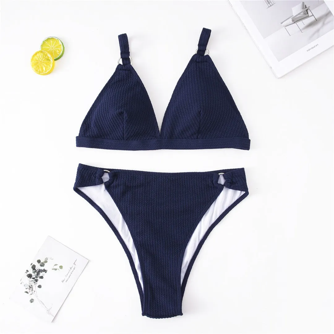 Ribbed Bikini Large Size Swimwear Plus Size Women Swimsuit Female Two-piece Bikini set Bather Bathing Suit Swim V3996D