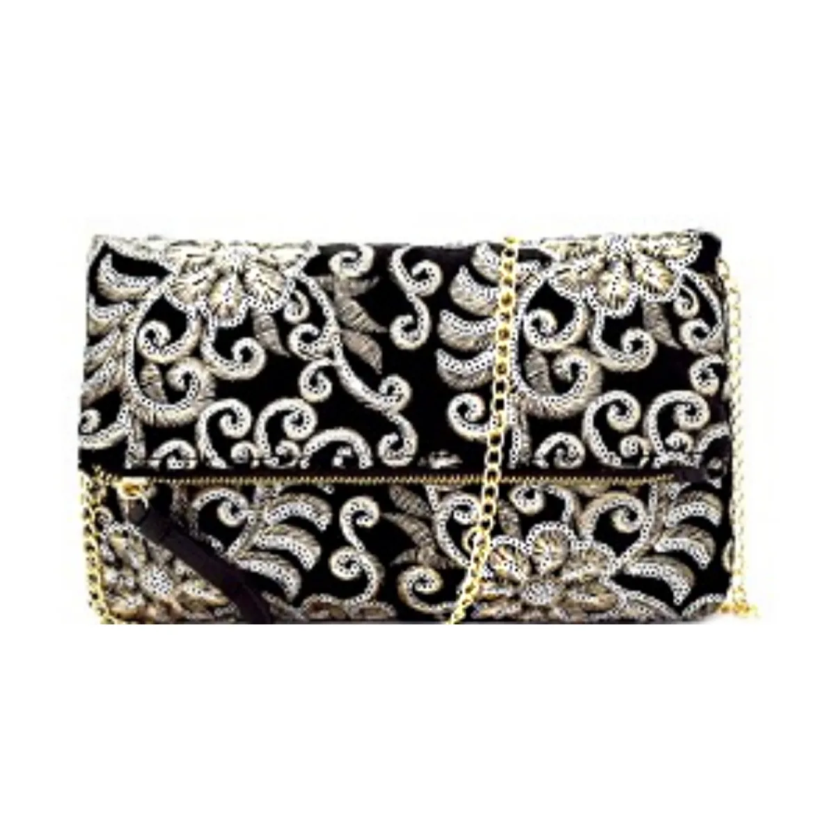 Sequin Embellished Floral Clutch