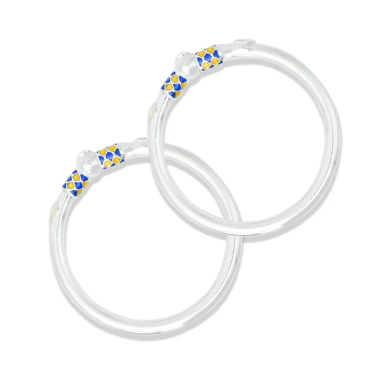 Silver Solitaire Colourful Girls Kada(Pair)