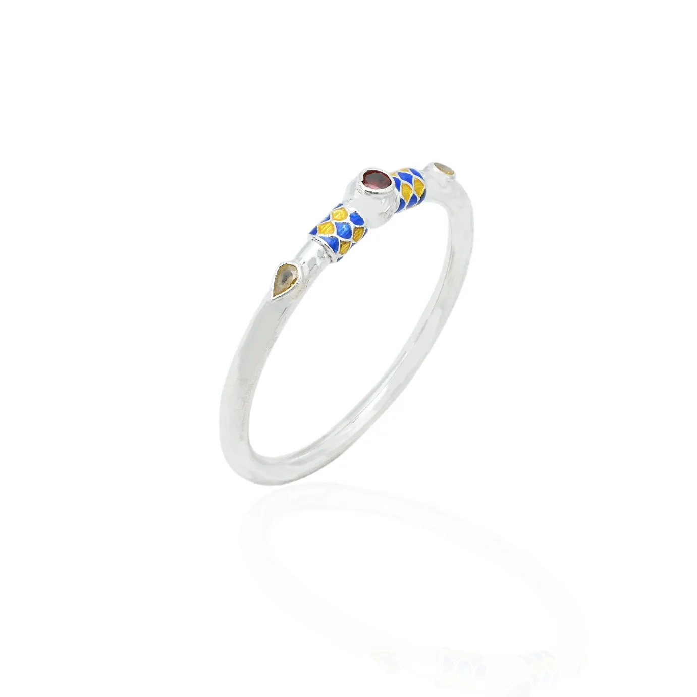 Silver Solitaire Colourful Girls Kada(Pair)