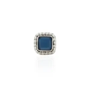 Silver Studded Blue Stone Ring