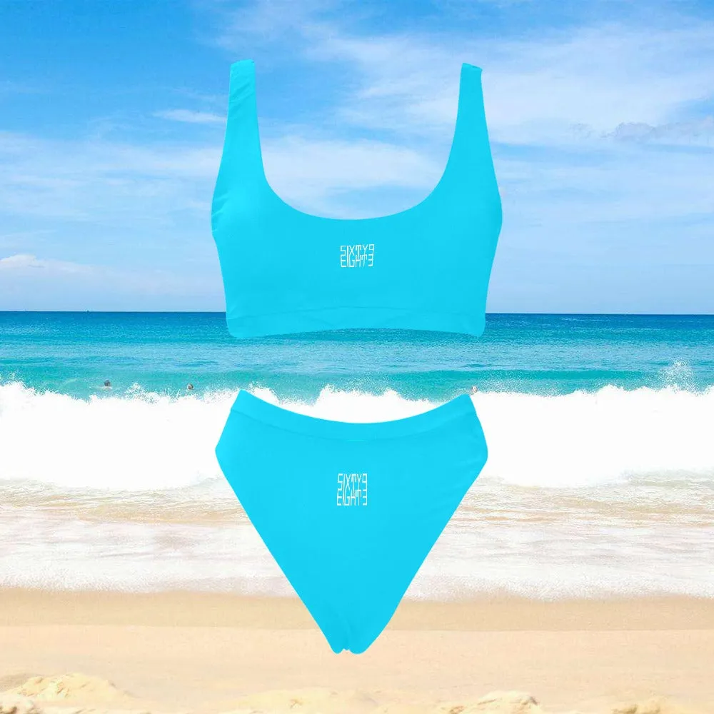 Sixty Eight 93 Logo White Sport Top & High-Waisted Bikini Swimsuit