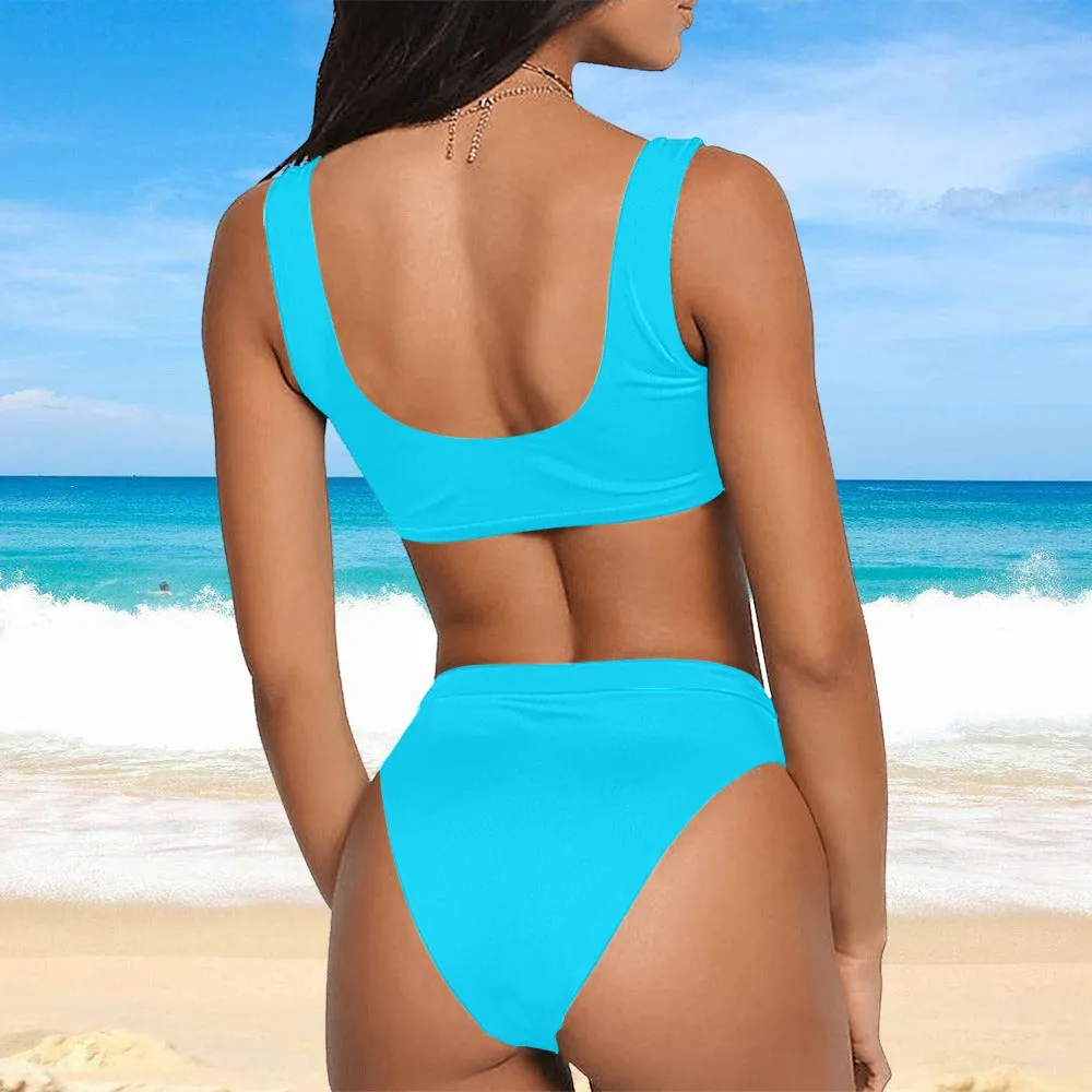 Sixty Eight 93 Logo White Sport Top & High-Waisted Bikini Swimsuit
