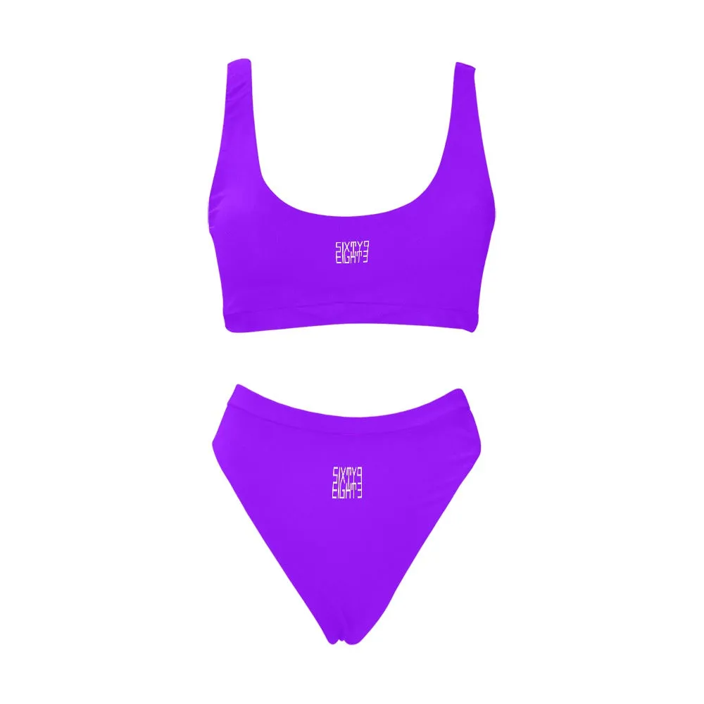 Sixty Eight 93 Logo White Sport Top & High-Waisted Bikini Swimsuit