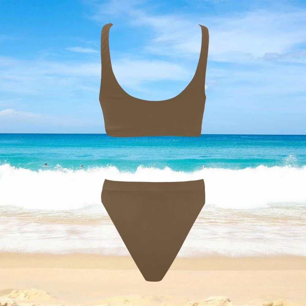 Sixty Eight 93 Logo White Sport Top & High-Waisted Bikini Swimsuit