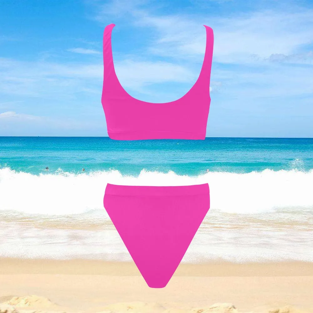 Sixty Eight 93 Logo White Sport Top & High-Waisted Bikini Swimsuit