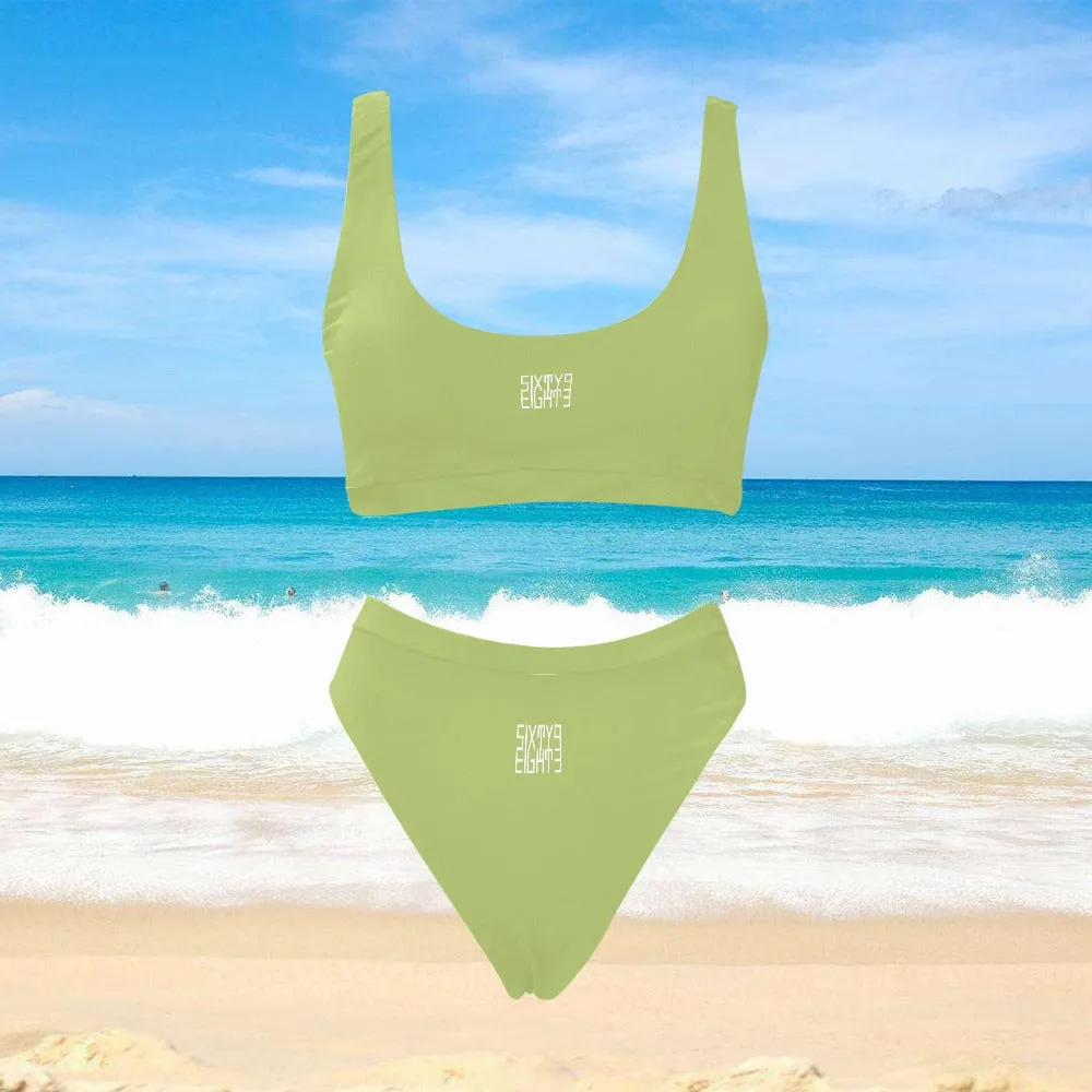 Sixty Eight 93 Logo White Sport Top & High-Waisted Bikini Swimsuit