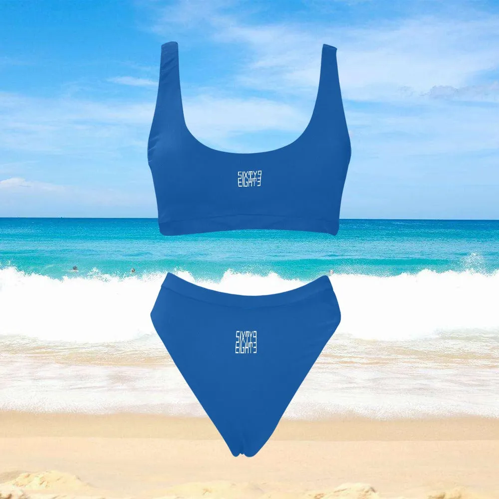 Sixty Eight 93 Logo White Sport Top & High-Waisted Bikini Swimsuit