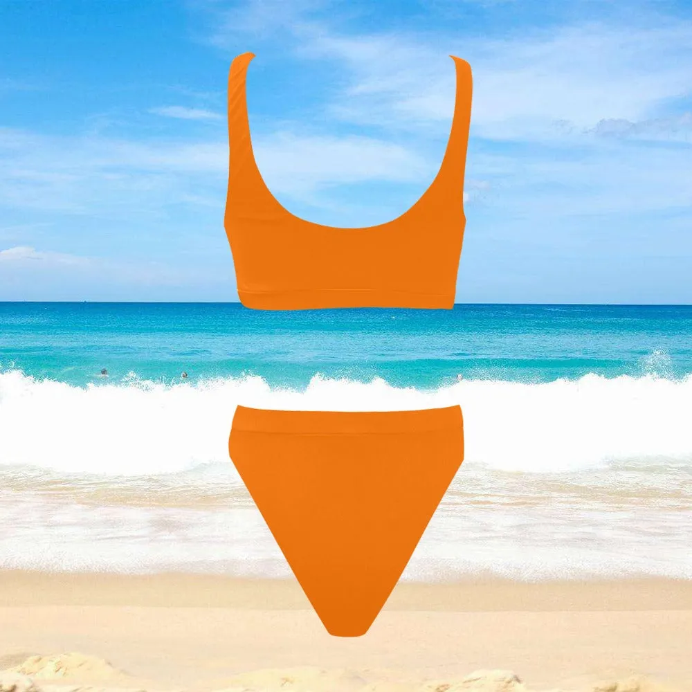 Sixty Eight 93 Logo White Sport Top & High-Waisted Bikini Swimsuit
