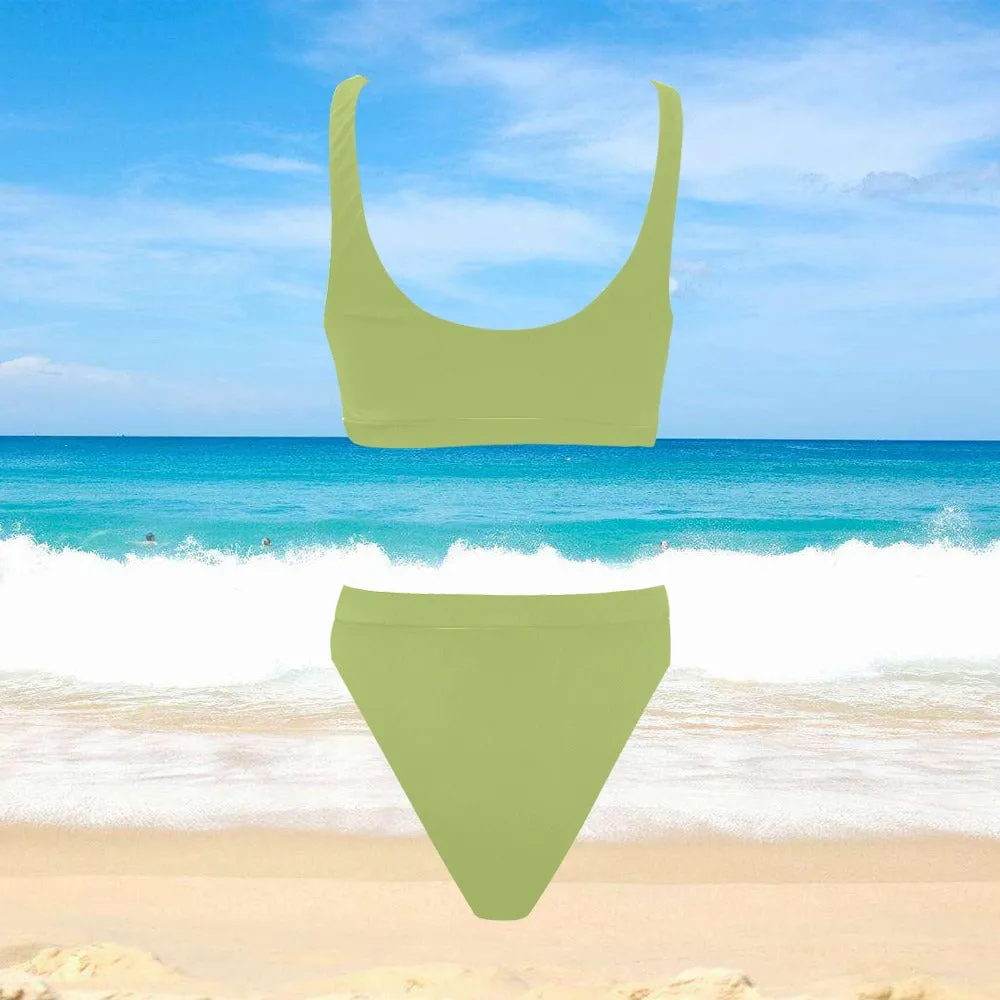 Sixty Eight 93 Logo White Sport Top & High-Waisted Bikini Swimsuit