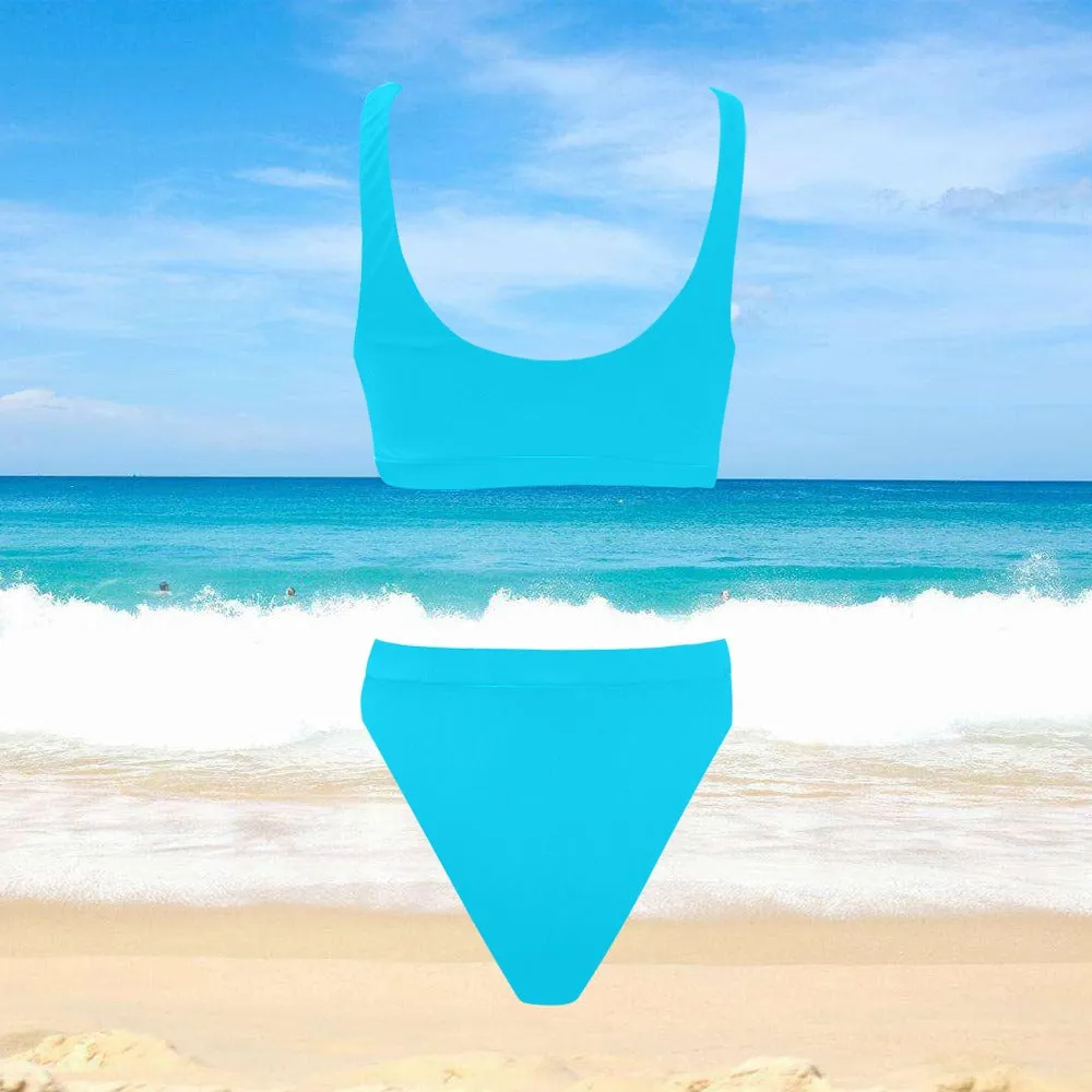 Sixty Eight 93 Logo White Sport Top & High-Waisted Bikini Swimsuit