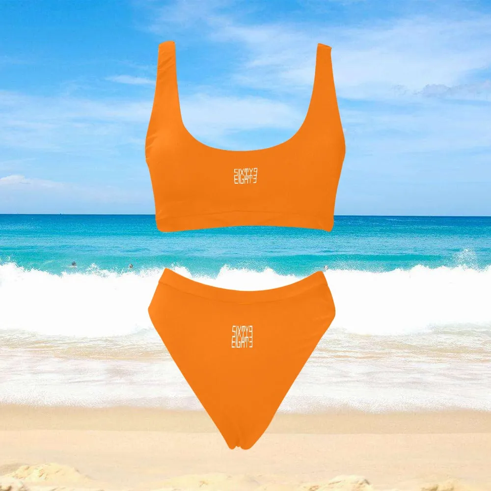 Sixty Eight 93 Logo White Sport Top & High-Waisted Bikini Swimsuit