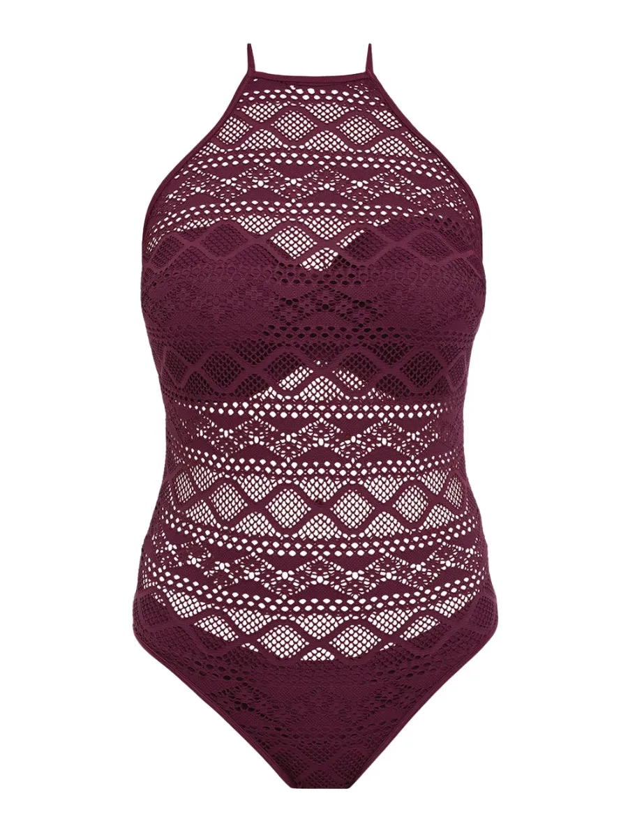 Sundance High Neck Swimsuit - Black Cherry