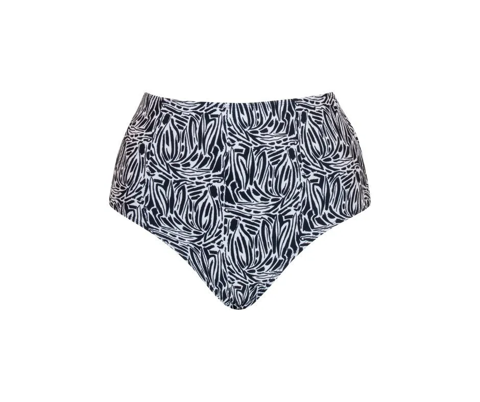Sundown High Waist Swim Brief Black Print- CS025505
