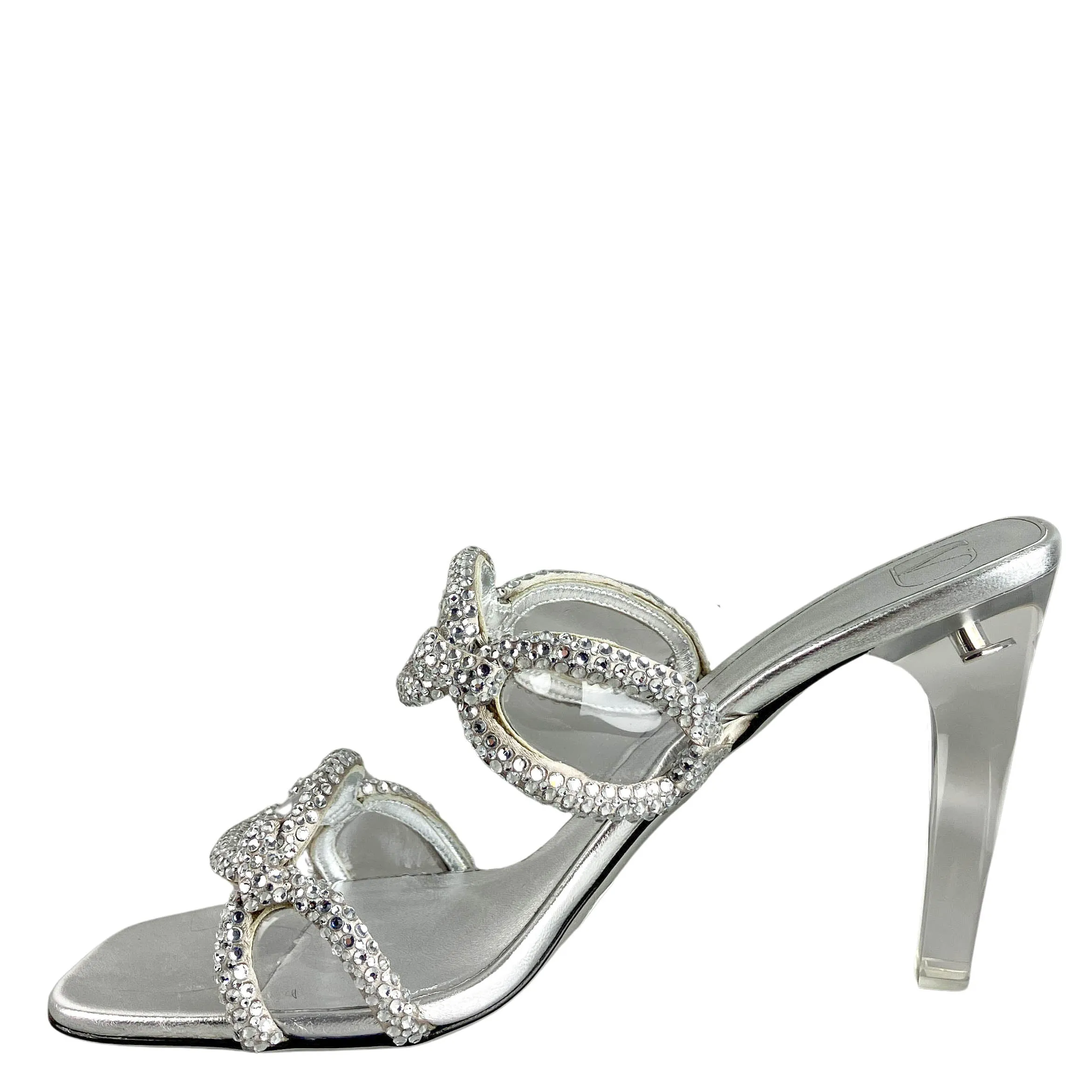 Valentino Embellished Heels in Silver