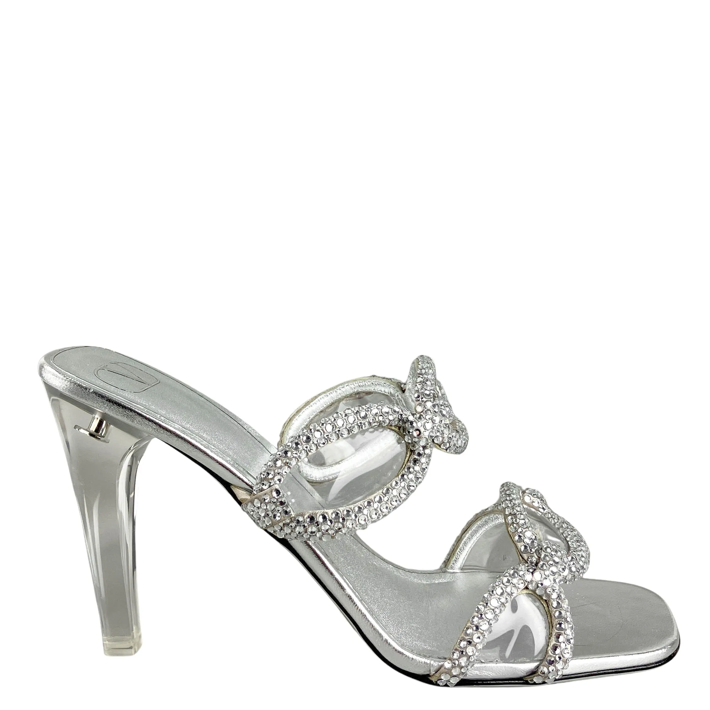 Valentino Embellished Heels in Silver