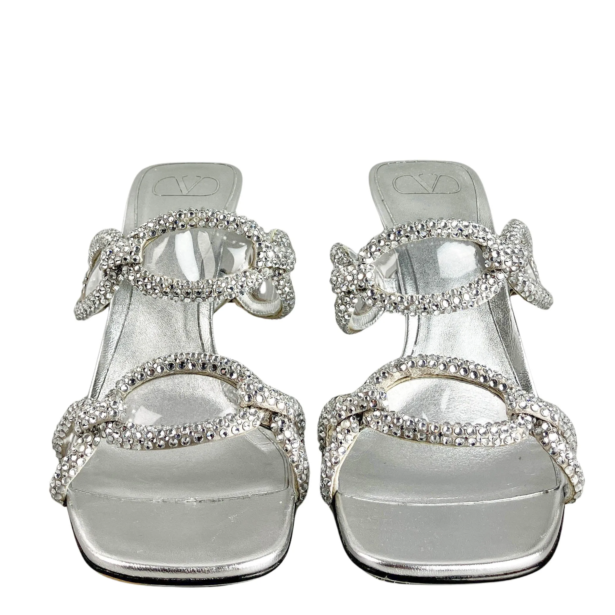 Valentino Embellished Heels in Silver