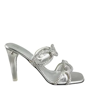 Valentino Embellished Heels in Silver