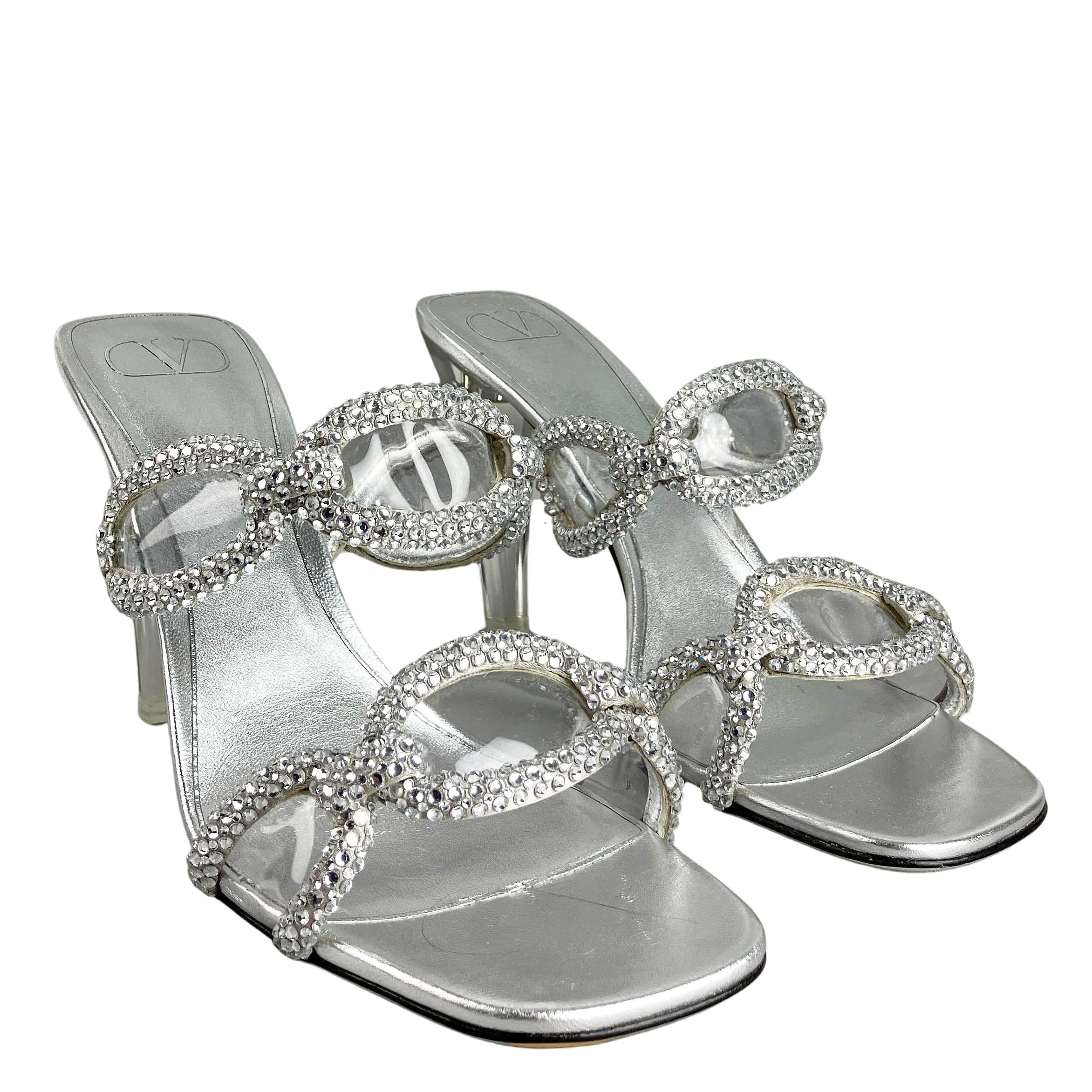 Valentino Embellished Heels in Silver
