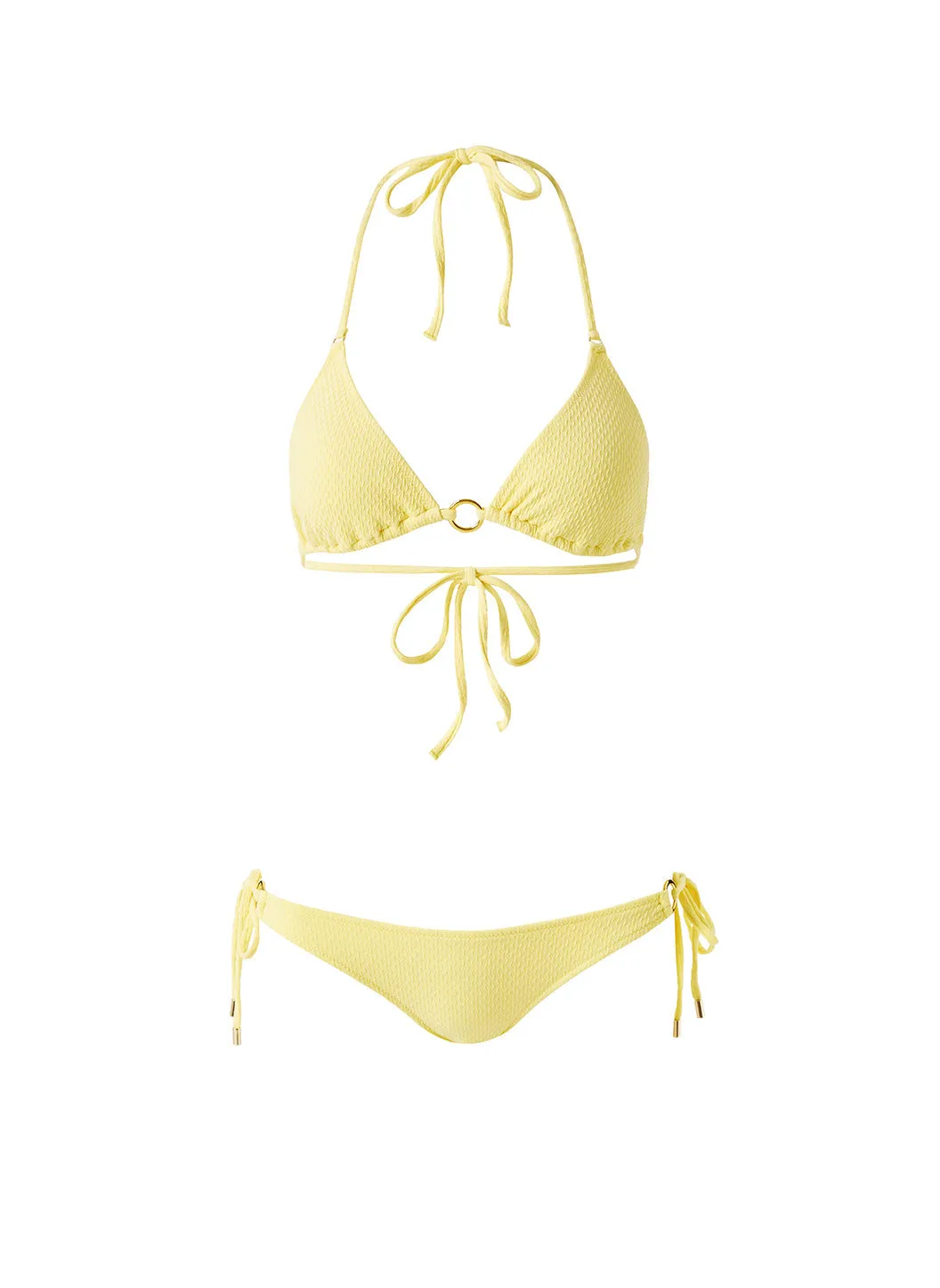 Venice Yellow Textured Bikini Top