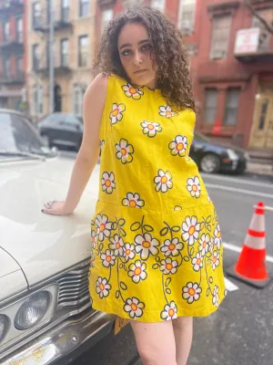 Vintage 70s Yellow Floral Plus Size Romper