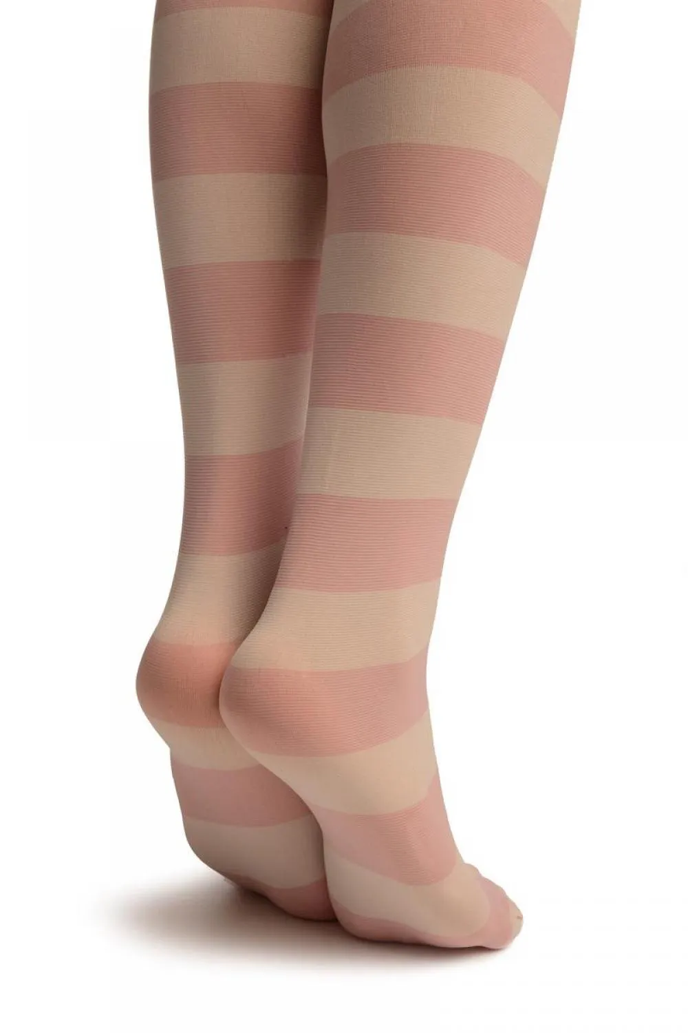 White & Pink Stripes And Smiling Bunnies Faux Stocking