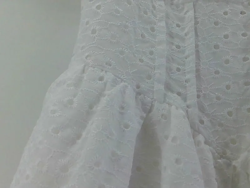 White Short Sleeve Eyelet Dress Medium
