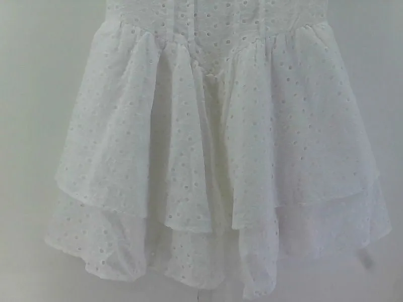 White Short Sleeve Eyelet Dress Medium