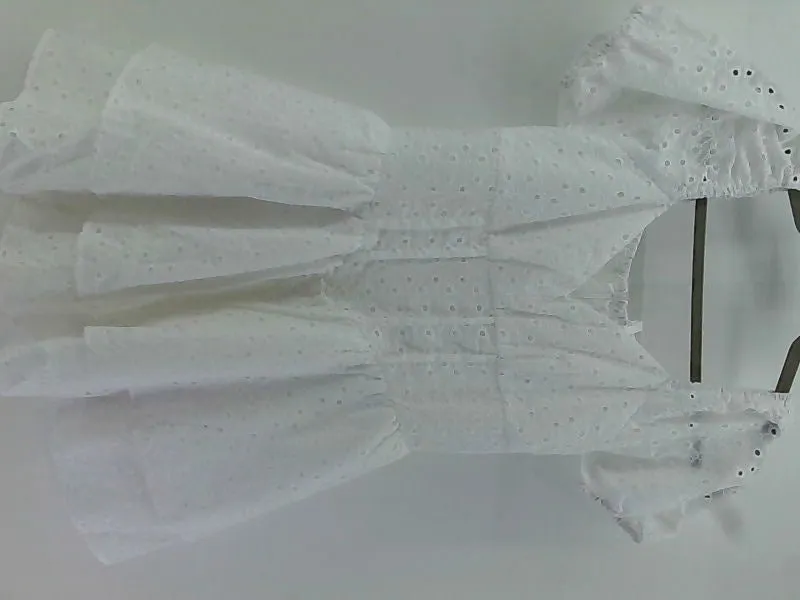 White Short Sleeve Eyelet Dress Medium