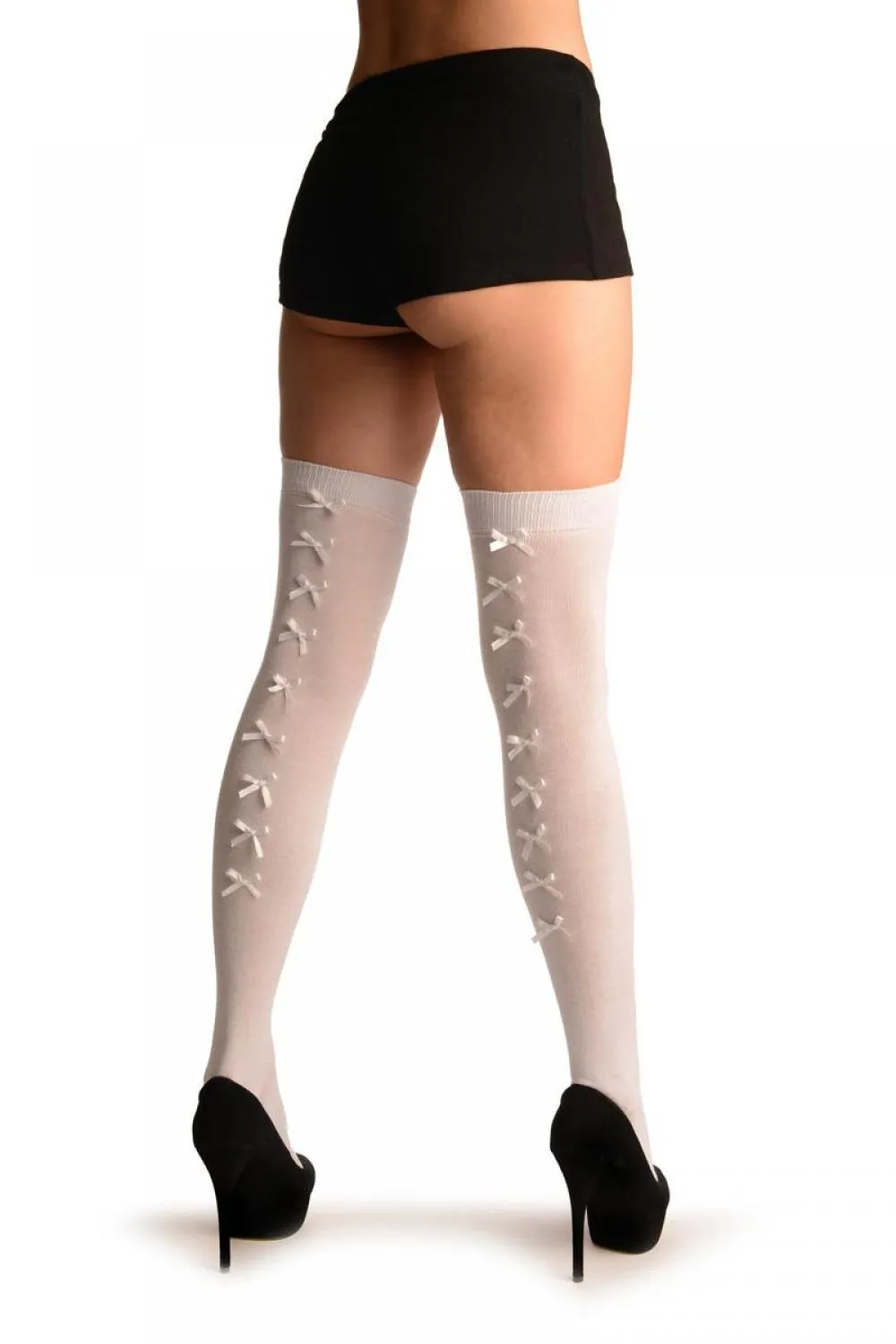 White With White Satin Bows At The Back