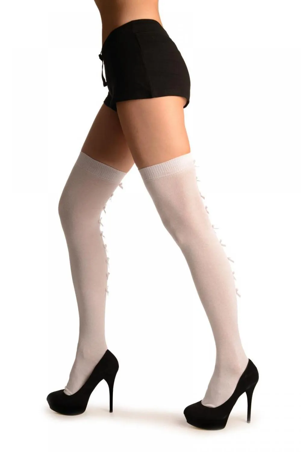 White With White Satin Bows At The Back