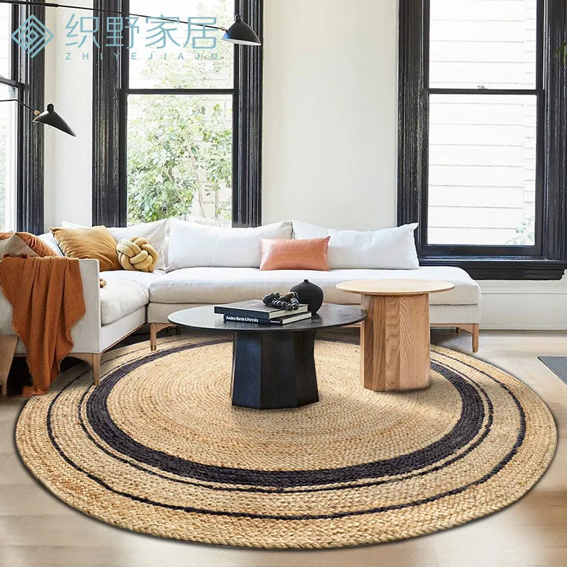 Yellow Hemp Round Carpet