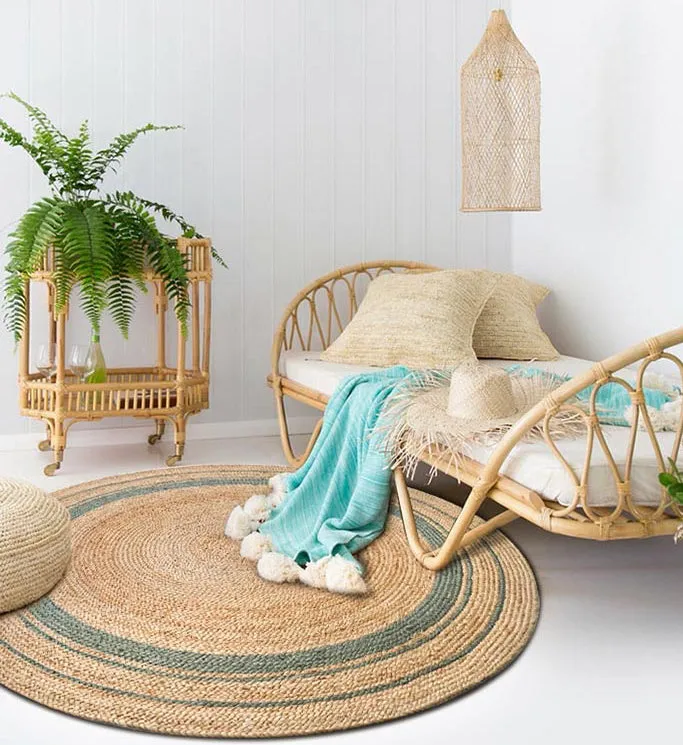 Yellow Hemp Round Carpet