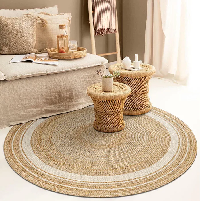 Yellow Hemp Round Carpet