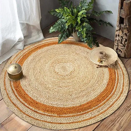 Yellow Hemp Round Carpet
