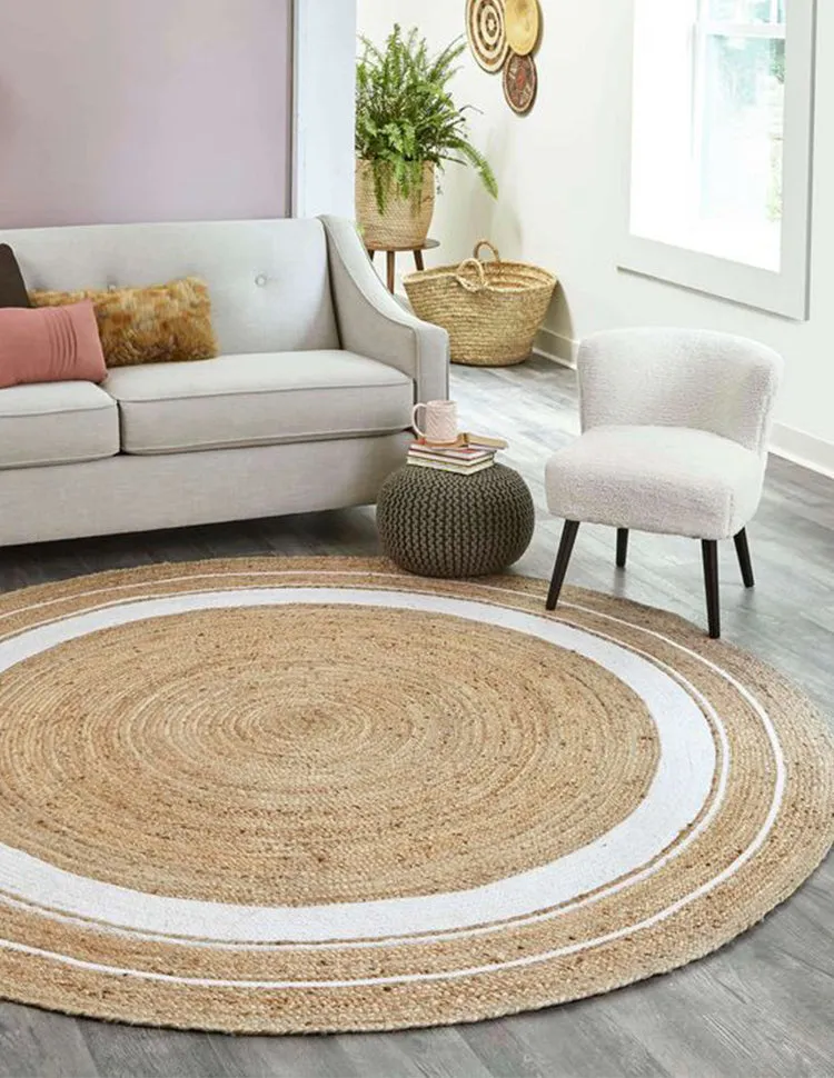 Yellow Hemp Round Carpet