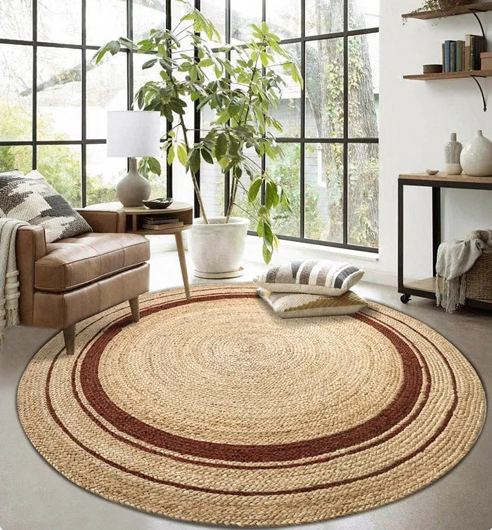 Yellow Hemp Round Carpet