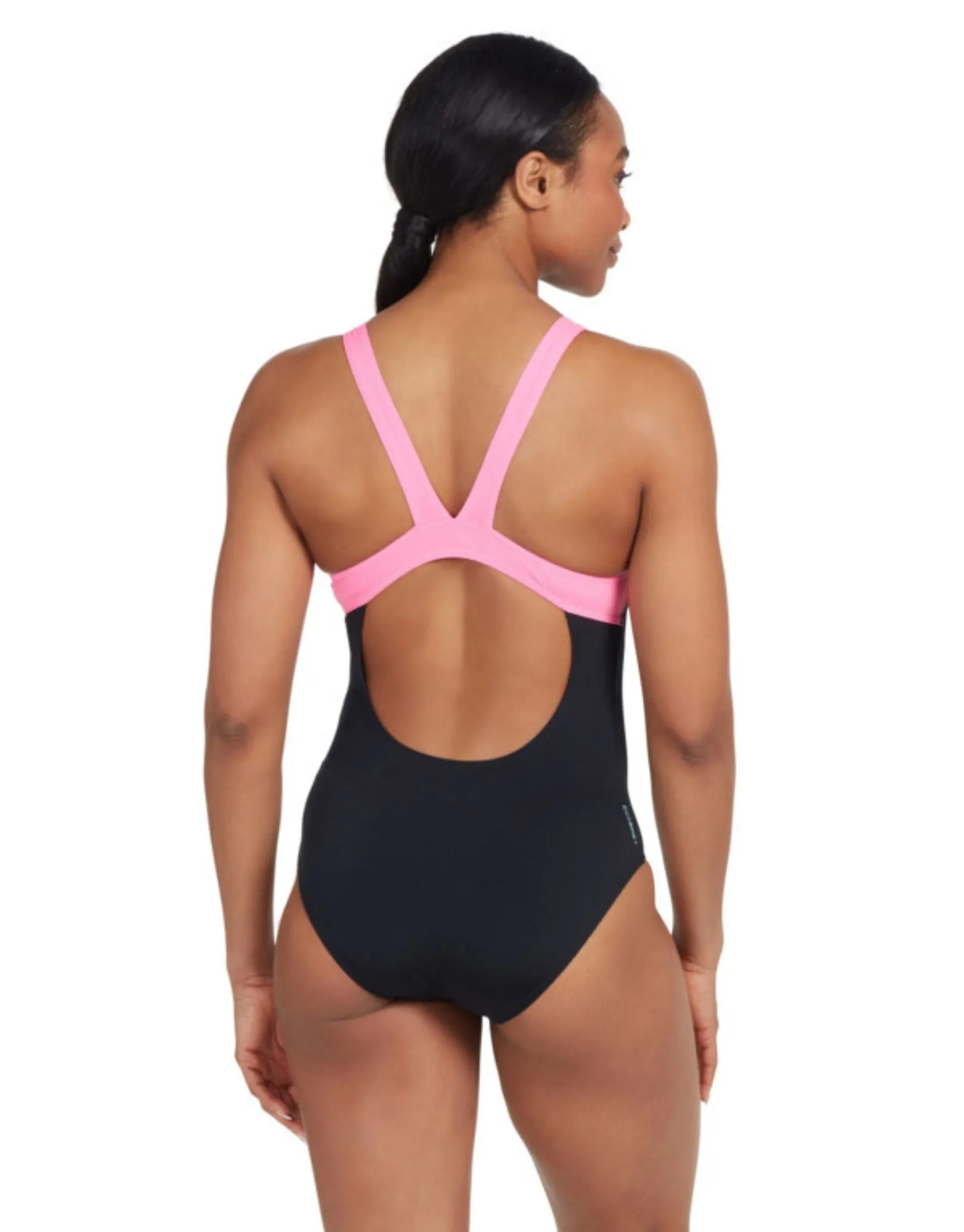 Zoggs Acid Wave Speedback Swimsuit - Black/Pink